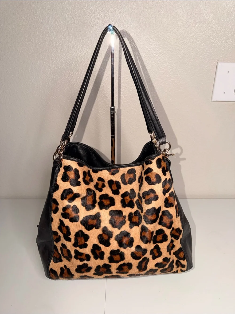 Authentic Coach Phoebe Calf Hair/Leather Ocelot Leopard Print Shoulderbag